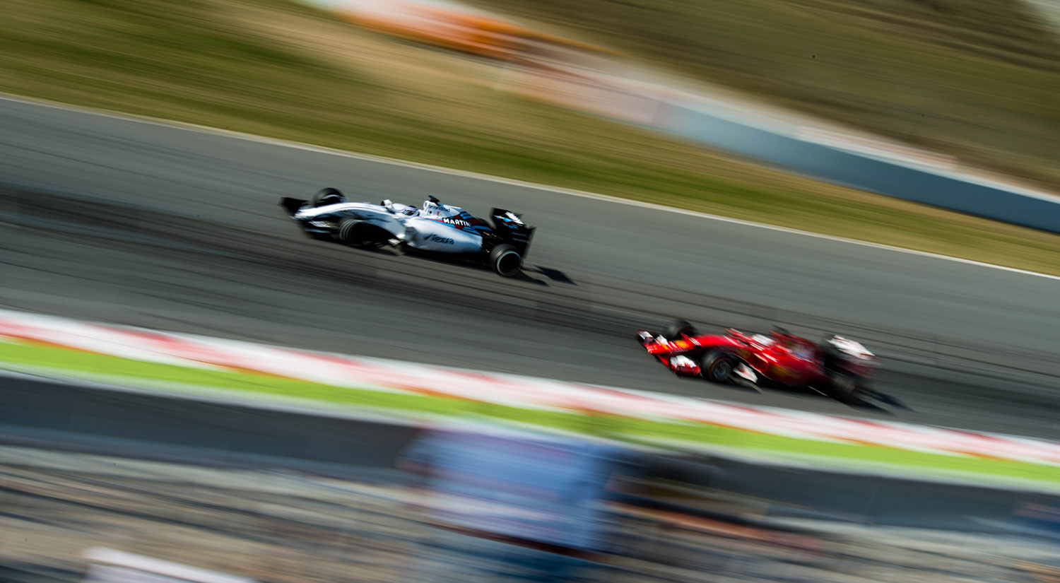 Valtteri Bottas - Williams & Sebastian Vettel - Ferrari, Winter Testing,  Circuit de Catalunya, Barcelona, Spain, 2015