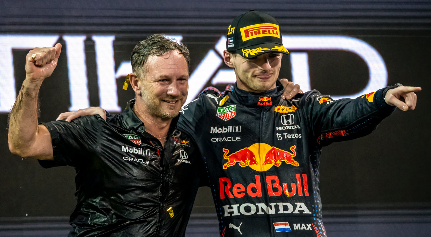 Max Verstappen & Christian Horner, Yas Marina Circuit, 2021