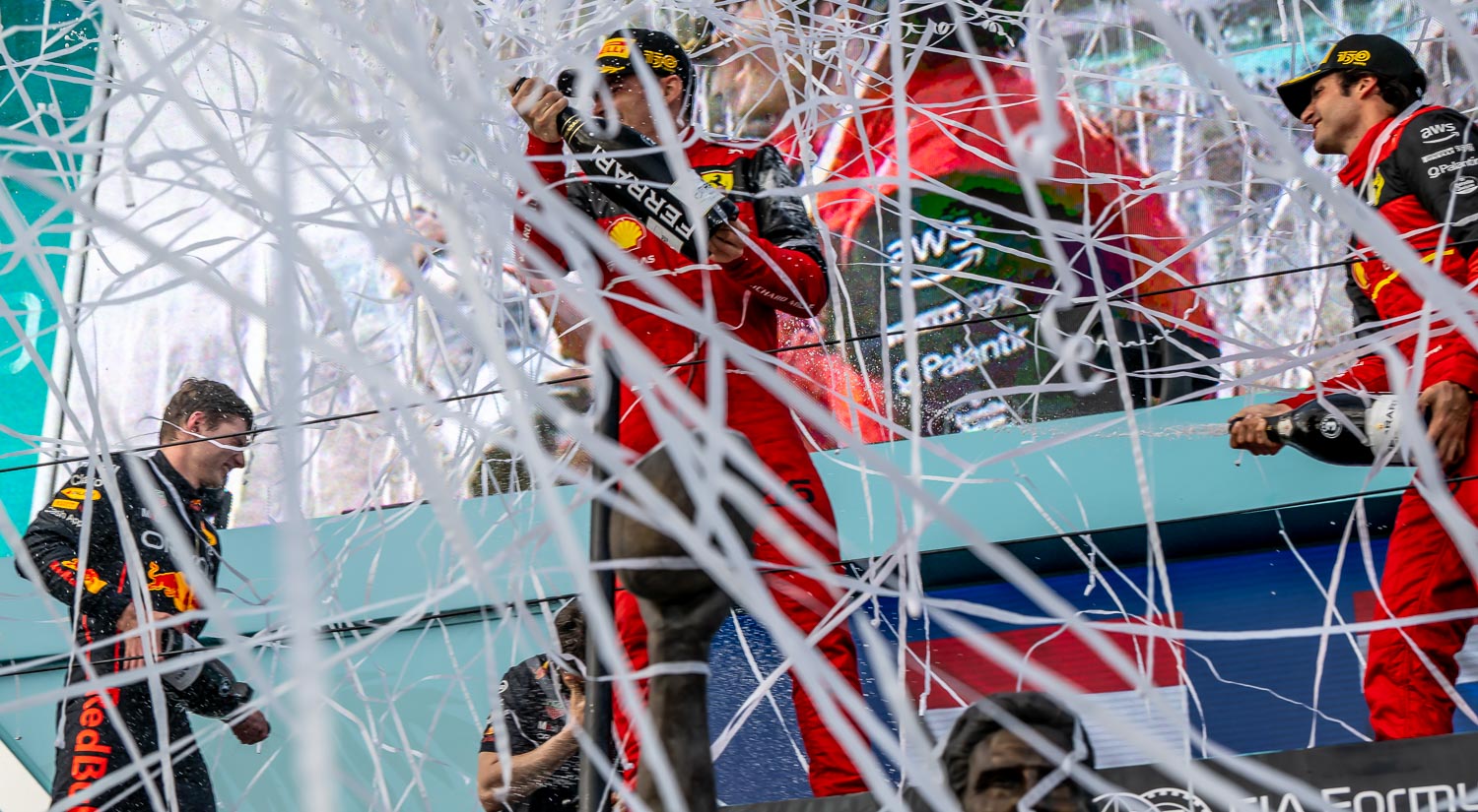 Max Verstappen and Charles Leclerc and Carlos Sainz Jr, Miami International Autodrome, 2022